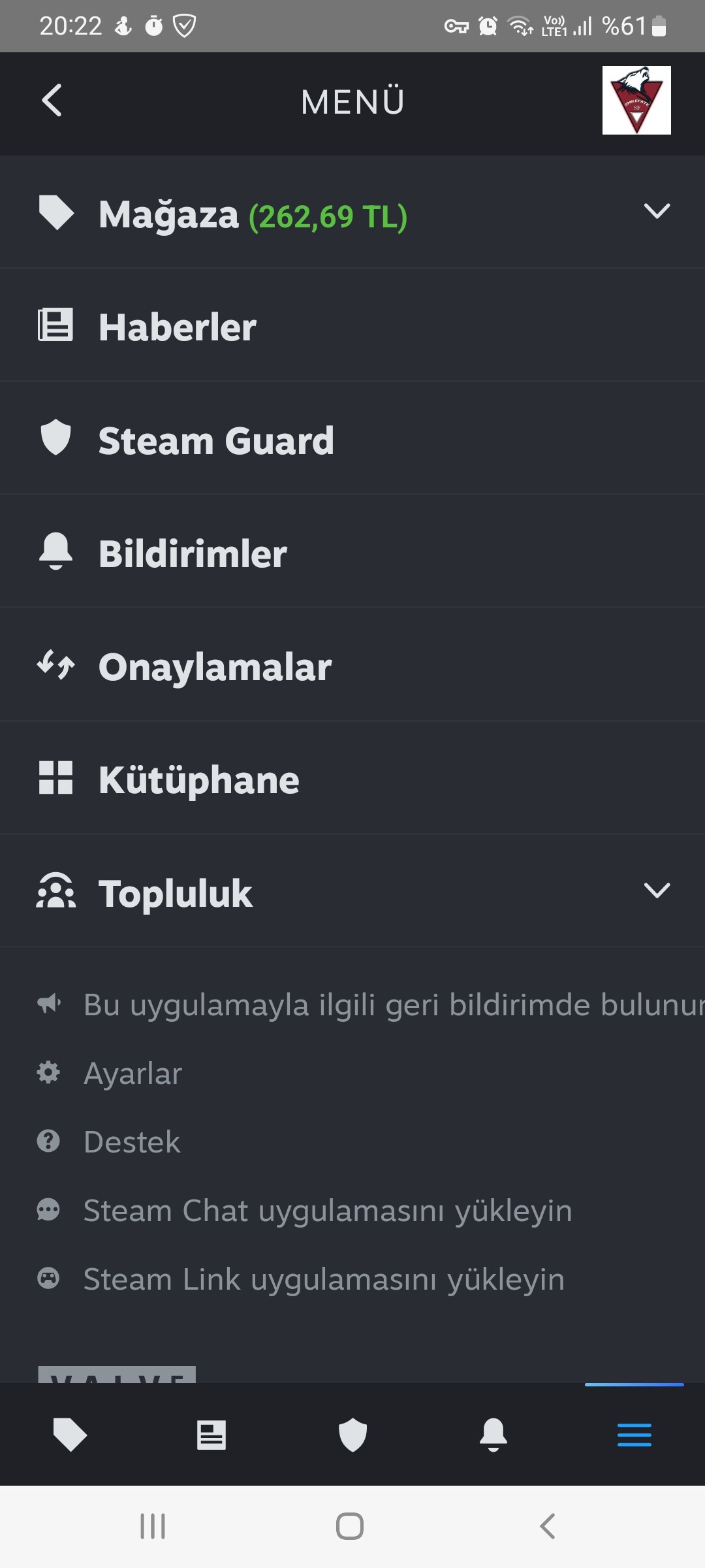 Yenilenen Steam Menü