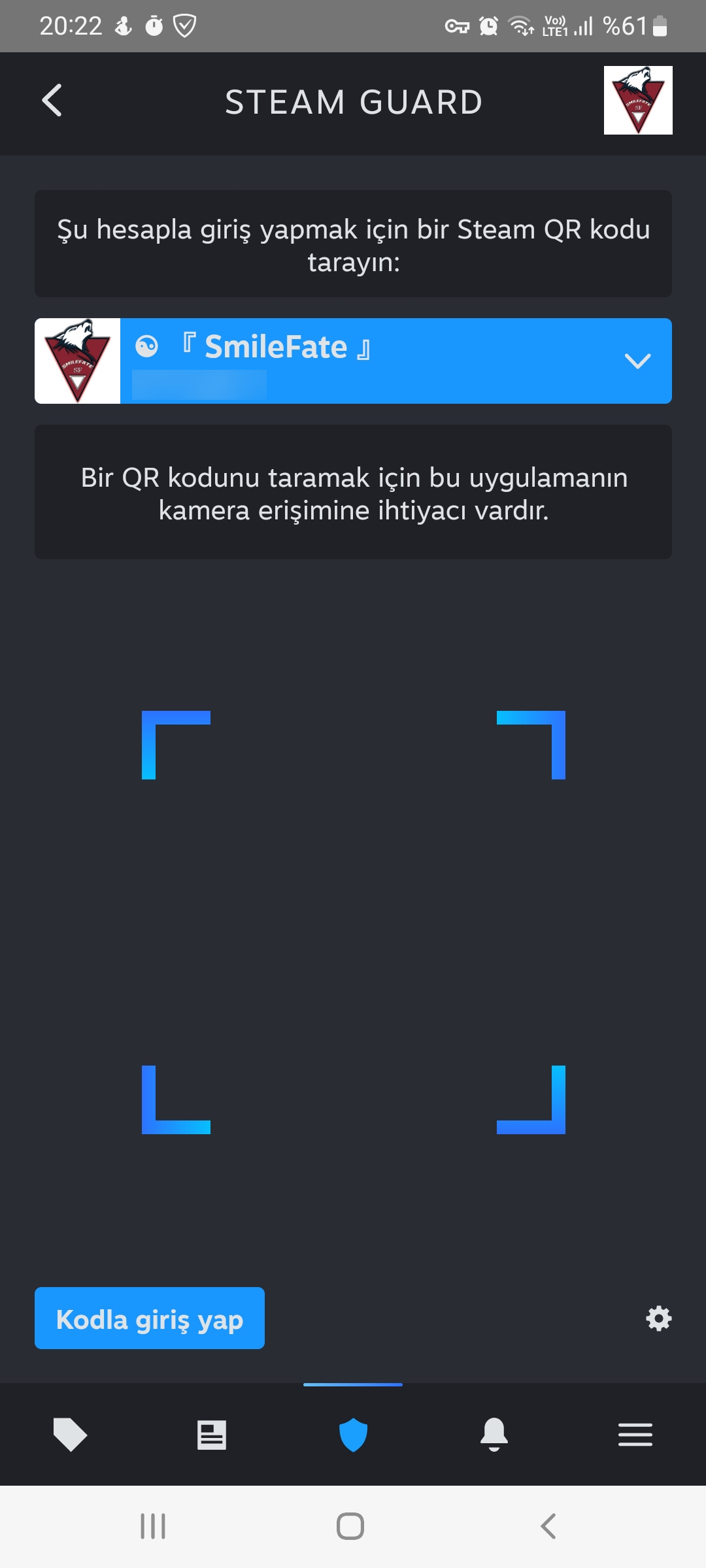 Yenilenen Steam Guard ve QR ile giriş